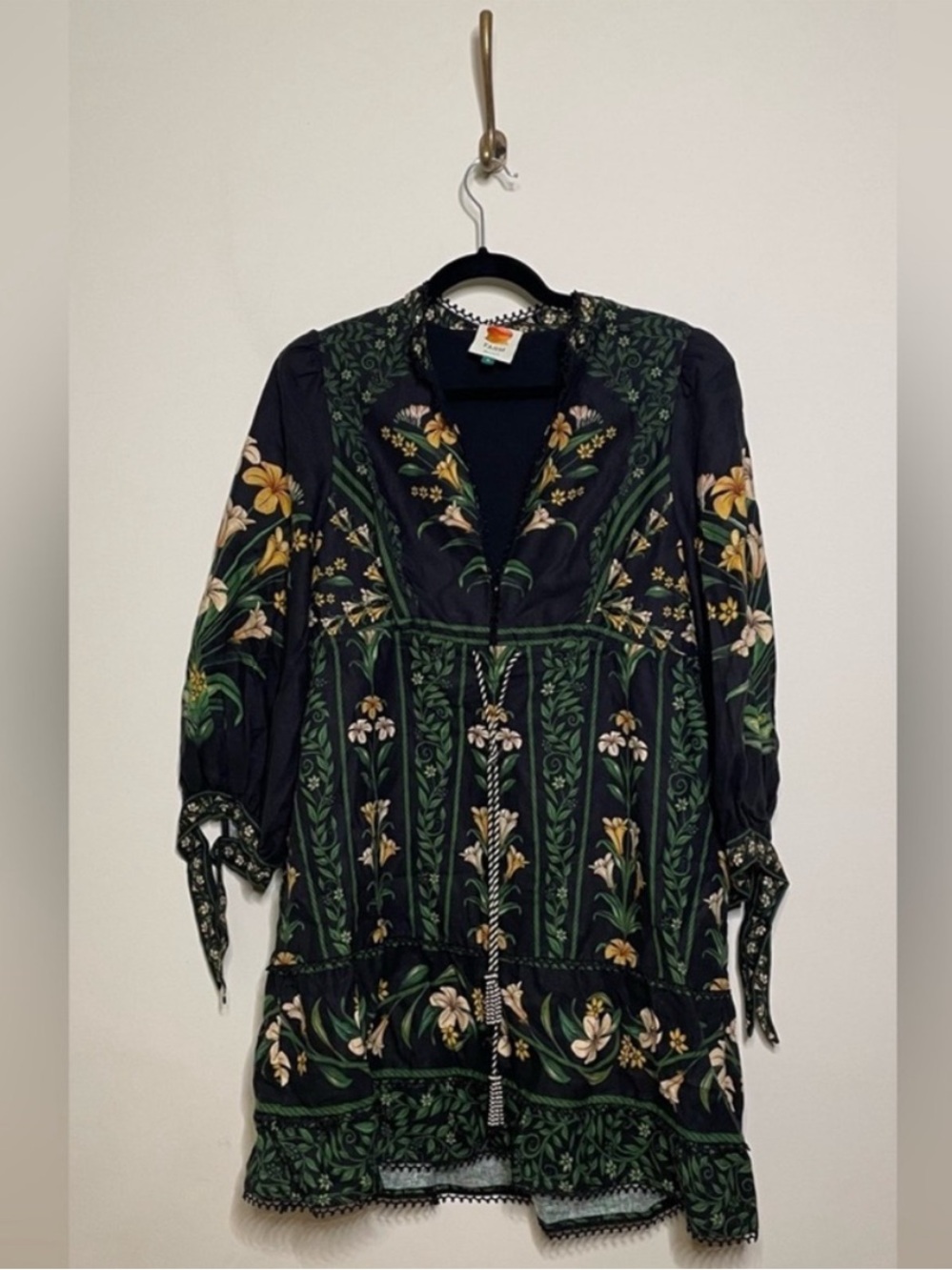 FARM Rio Black Flowers Arch Lenzing Ecovero Euroflax Mini Dress - Picture 7 of 11
